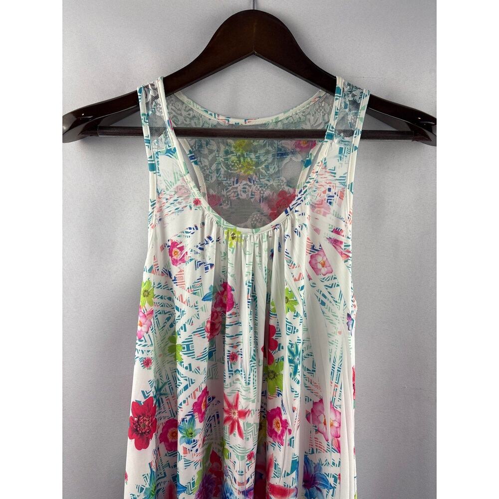 Women’s Sheik Boutique Large White w/ Multicolor Floral Sleeveless Blouse - Picture 2 of 6